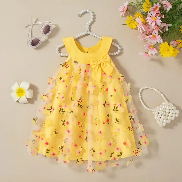 Rochie Galbena Fetite cu Floricele Valeria - 12-18 luni