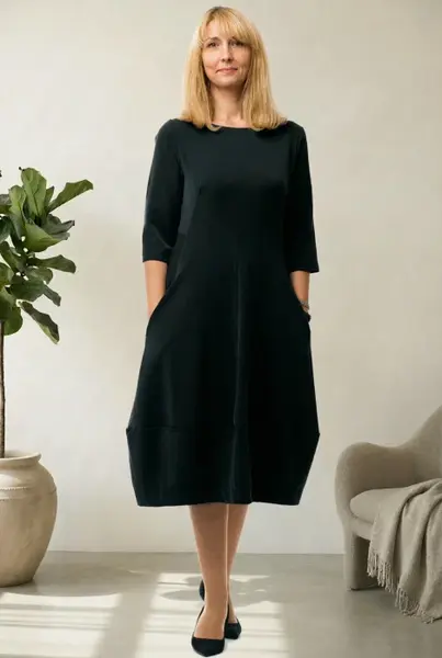 Rochie lalea cambrata neagra, cu fermoar pe spate