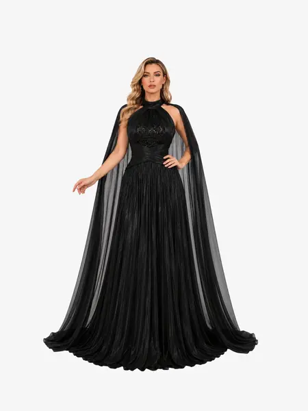 Rochie Lunga “Agatha”, Negru - L