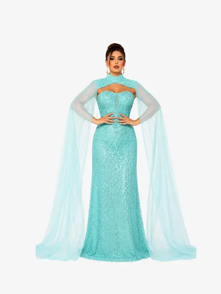 Rochie Lunga “Altesa”, Turcoaz - 3XL