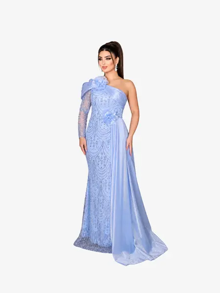 Rochie Lunga "Anastasia", Albastra - 3XL