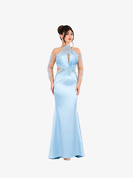 Rochie Lunga "Azira", Albastru Deschis - L
