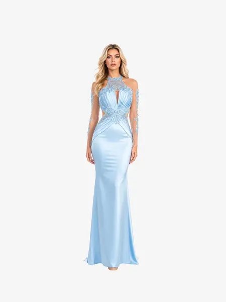 Rochie Lunga "Azira", Albastru Deschis - XL
