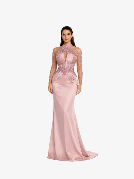 Rochie Lunga "Azira", Roz - 3XL