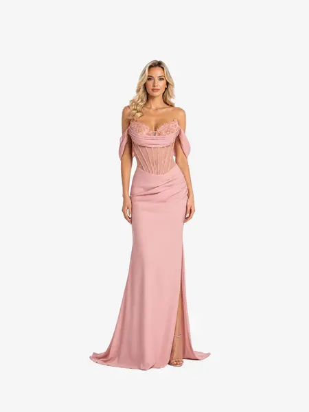 Rochie Lunga "Charlote Luxury", Roz - XXL