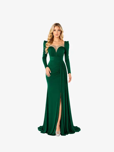 Rochie Lunga cu Trena "Ayda", Verde - S