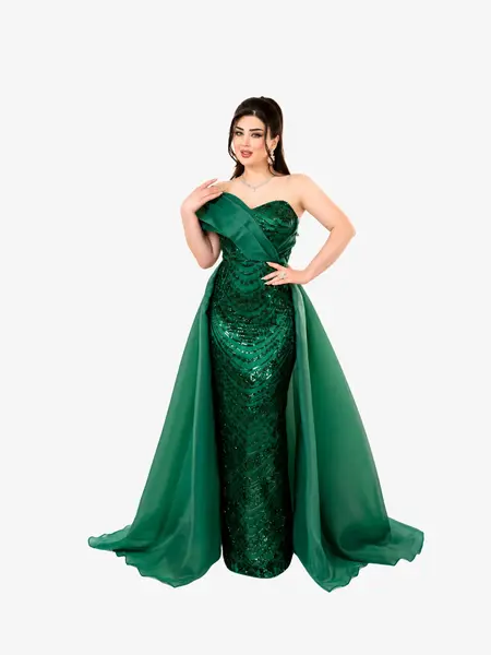Rochie Lunga cu Trena "Valentina", Verde - S