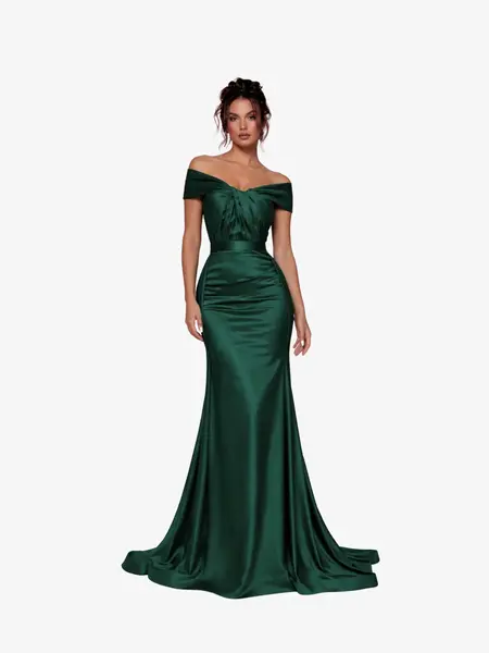 Rochie Lunga "Danely", cu Trena Verde - 3XL
