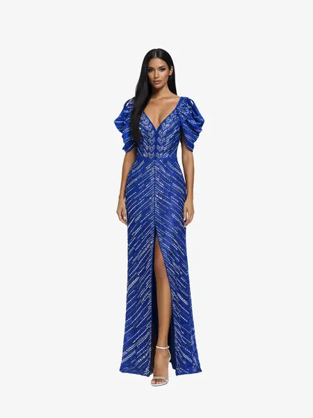 Rochie Lunga “Ducesa”, Albastru - 4XL