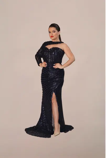Rochie Lunga "Ingrid", Albastru Inchis - L