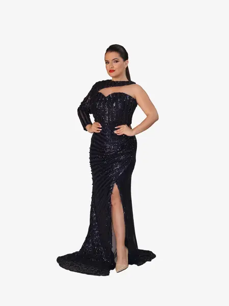 Rochie Lunga "Ingrid", Albastru Inchis - L