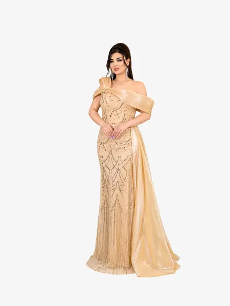 Rochie Lunga "Leyla Royale", Bej - 3XL