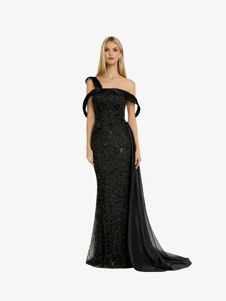 Rochie Lunga "Leyla Royale", Negru - XL