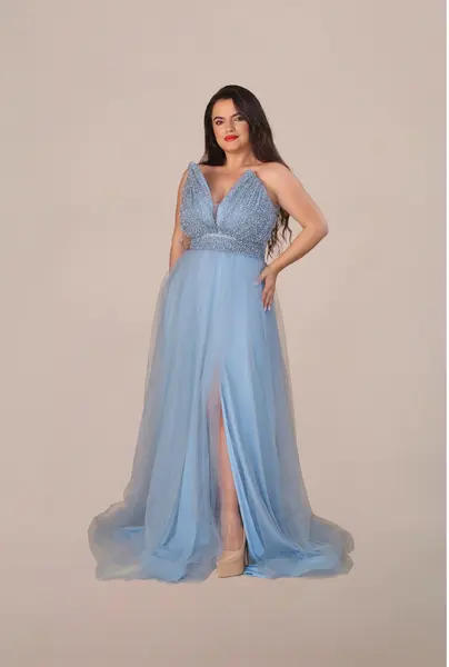 Rochie Lunga “Luisa”, Albastru - Albastru / S