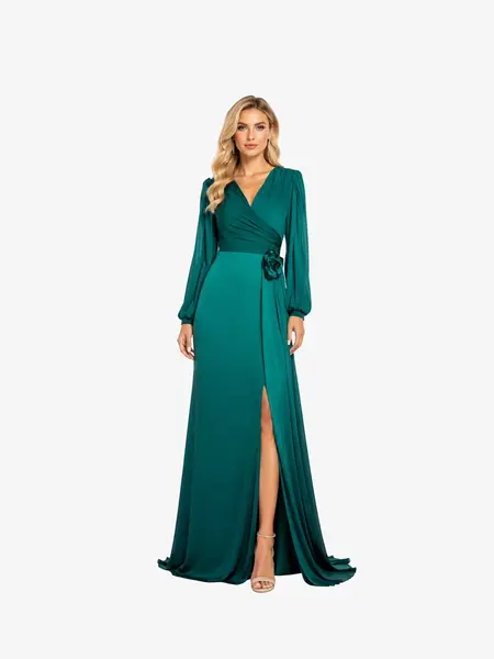 Rochie Lunga "Maira", Turcoaz - 3XL