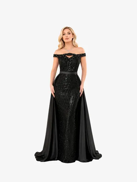 Rochie Lunga "Rebeca", Neagra - S