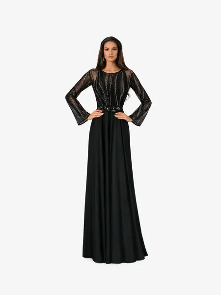 Rochie Lunga “Sicily”, Negru - 4XL
