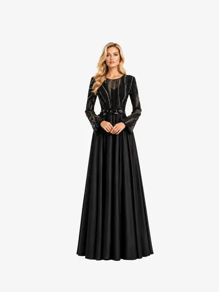 Rochie Lunga “Sicily”, Negru - 4XL