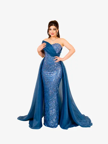 Rochie Lunga "Valentina", Albastru Petrol - XL