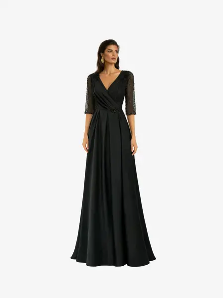 Rochie Lunga “Zaira”, Negru - XXL