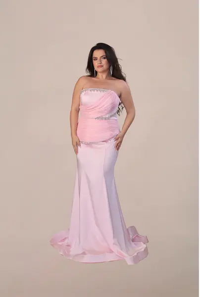 Rochie Luxury cu Corset “ Damasc”, Roz - XXL