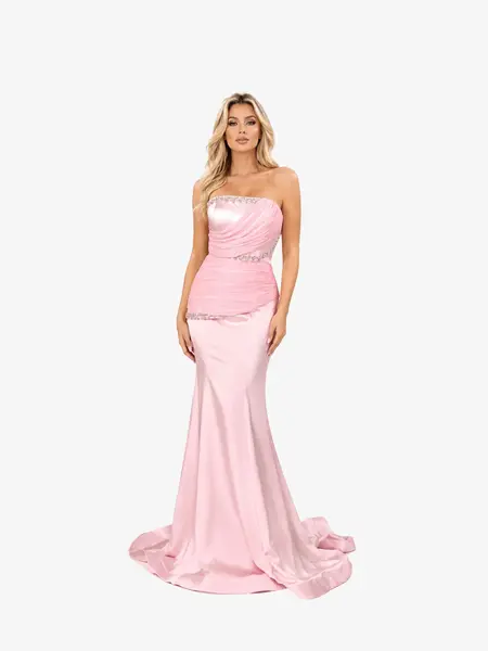 Rochie Luxury cu Corset “ Damasc”, Roz - XXL