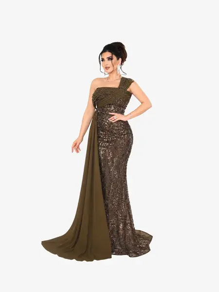 Rochie Luxury “Farya”, Verde Oliv Inchis - XL