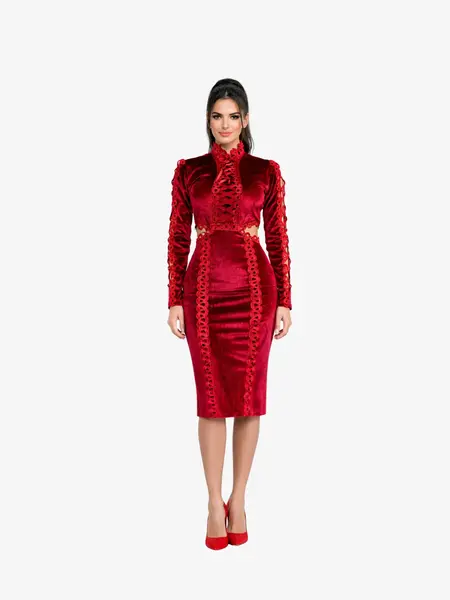 Rochie Midi “Marseila”, Rosu - S