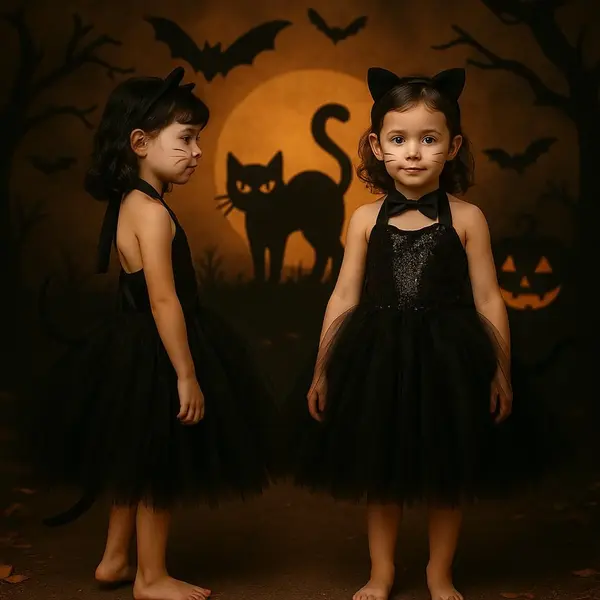 Rochie neagra cu paiete Halloween Party pentru fete - 15
