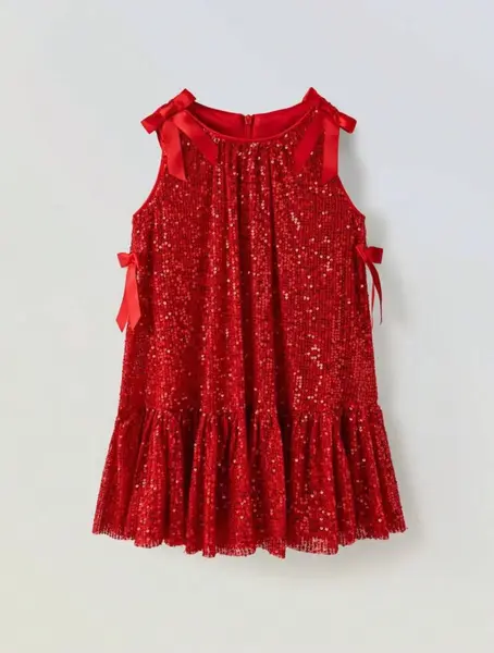 Rochie neagra din paiate accesorizata cu fundite pentru fete - Sara