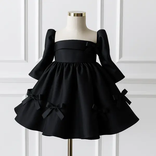 Rochie roz eleganta pentru fete, din tafta accesorizata cu fundite - Sol