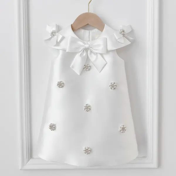 Rochie roz prafuit eleganta pentru fete, cu fundite din tafta - Eden