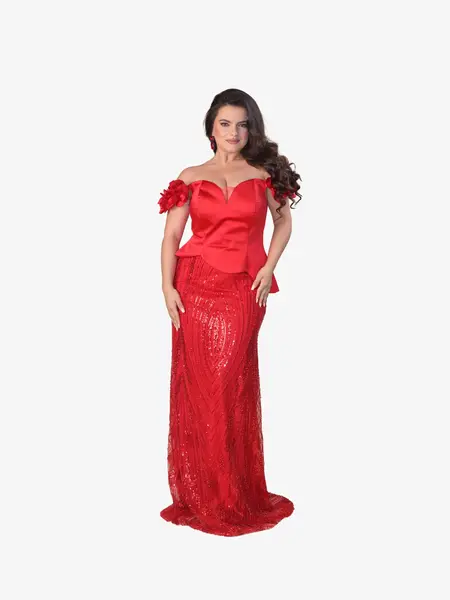 Rochie tip Compleu Elegant “Margot”, Rosu - L