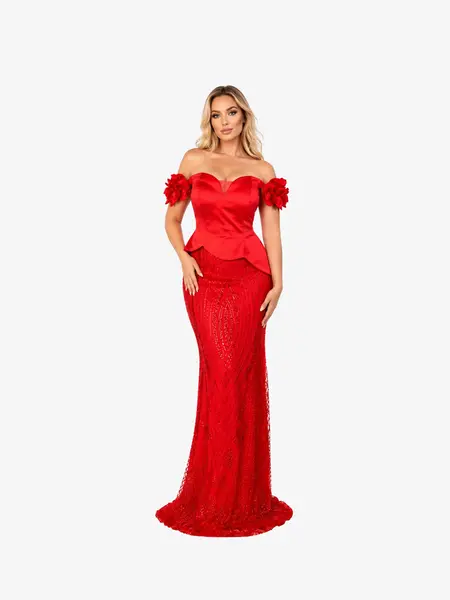 Rochie tip Compleu Elegant “Margot”, Rosu - M
