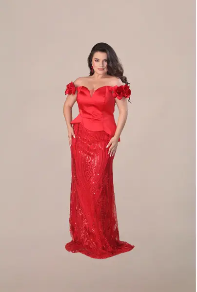 Rochie tip Compleu Elegant “Margot”, Rosu - XL