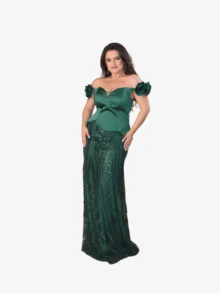 Rochie tip Compleu Elegant “Margot”, Verde - XL