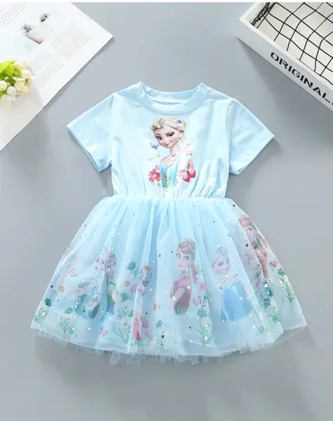 Rochita Albastra Fetite cu Printese Livia - 4-5 ani
