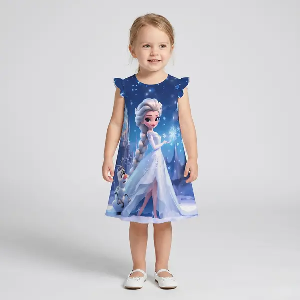 Rochiță Albastra Fetite Prințesa Elsa - 3-4 ani