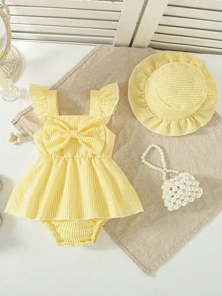 Rochita cu dungi pentru bebelușe - galben / 3-6luni