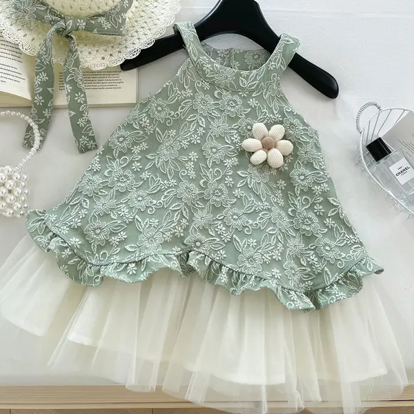 Rochita Fetite Verde cu Tulle Amalia - 4-5 ani
