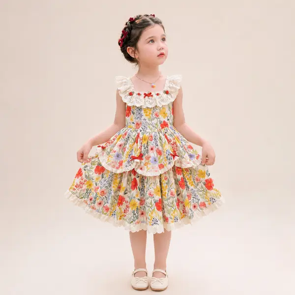 Rochiță Florală pentru Fetițe Multicolor Thea - 3-4 ani