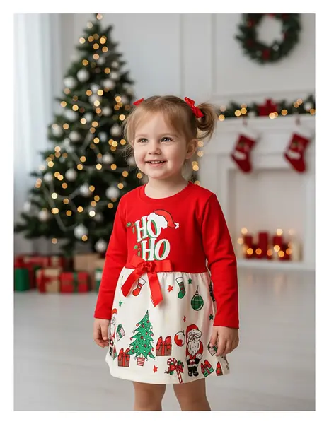 Rochita Ho Ho Santa rosu-alb-verde