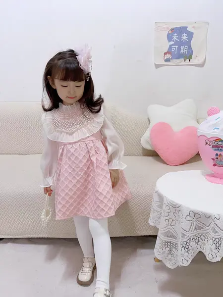 Rochita Roz Fetite cu Broderie Anora - 2-3 ani
