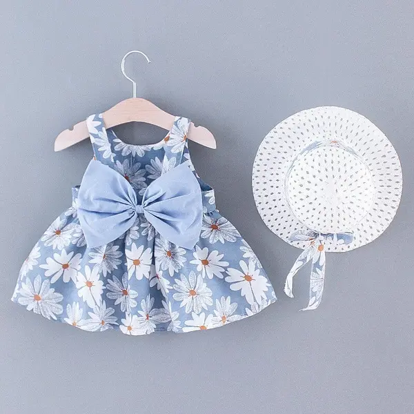 Rochita si palarie BLUE-FLORAL - 18-24 luni