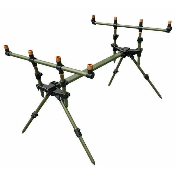 Rod Pod Telescopic Metalic pentru 5 Lansete – Lungime 120 cm, Culoare Verde, cu Husa de Transport