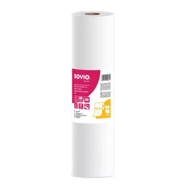 Rola Cearceaf Hartie pentru Pat, 50 m, 2 Straturi, 50 cm x 50 m, 130 Foi, Sovio