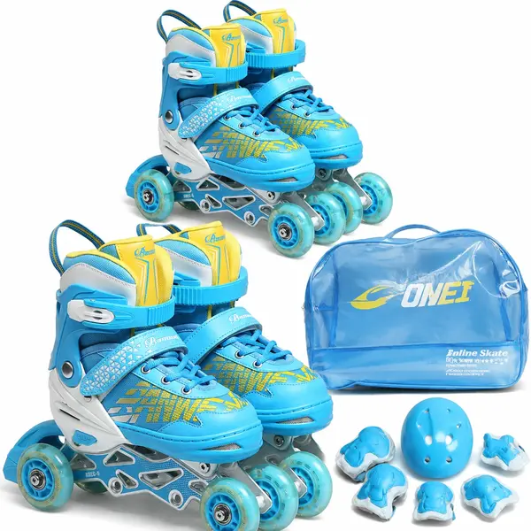 Role 2 in 1 reglabile Banwei Blue cu casca si protectii - ( marime M )