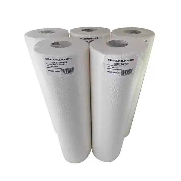 Role cearceaf hârtie 60cmx1400gr, 2 straturi, 5 role/bax – Hygiene Plus