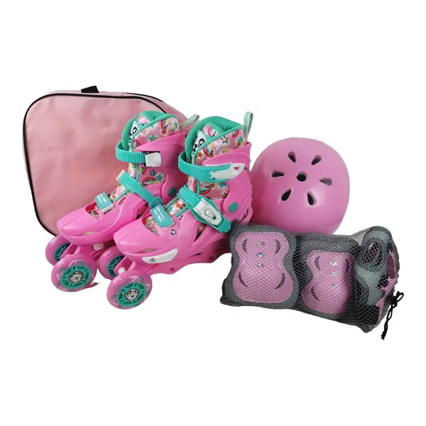 Role reglabile 2 in 1 cu protectii complete ( marime S ) - Model Panda Pink