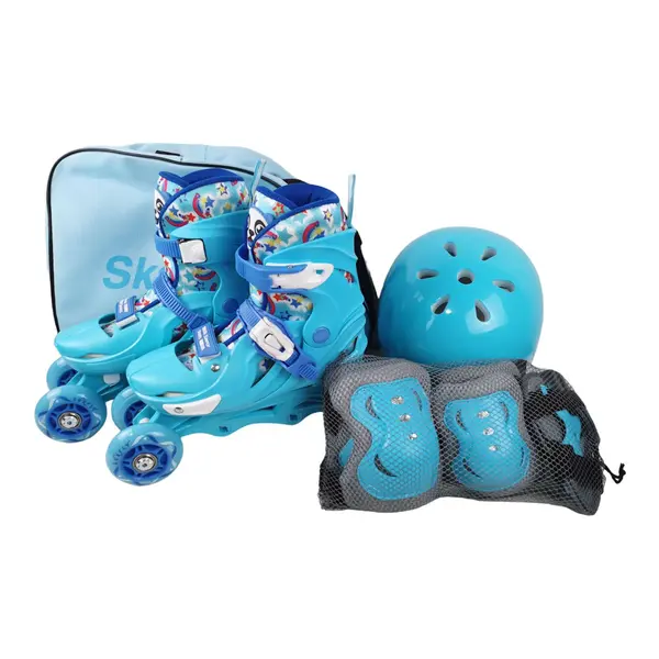 Role reglabile 2 in 1 cu protectii complete ( marime S ) - Model Panda Sky Blue